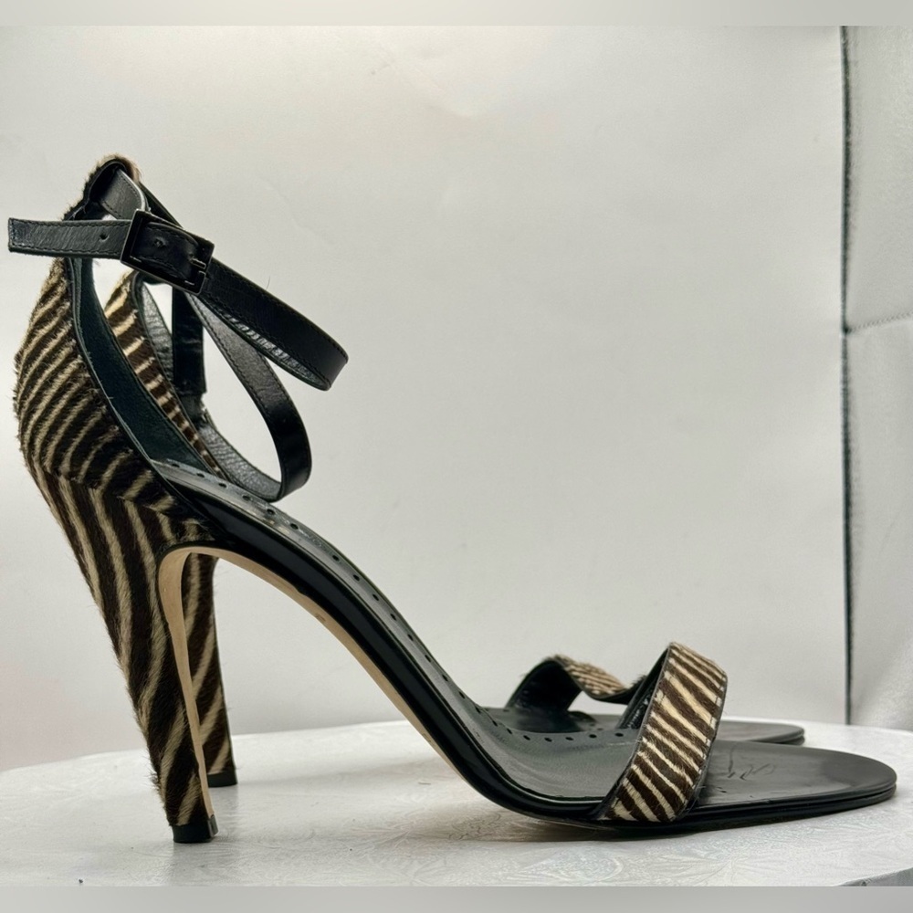 Kate Spade Animal Calf Hair Zebra Print Open Toe Heels Size 10 - Picture 3 of 9